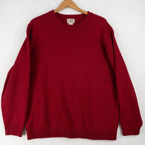 L.L. Bean Other - L.L. Bean Sweater Mens XL Red Crew Neck 100% Cotton Classic Preppy